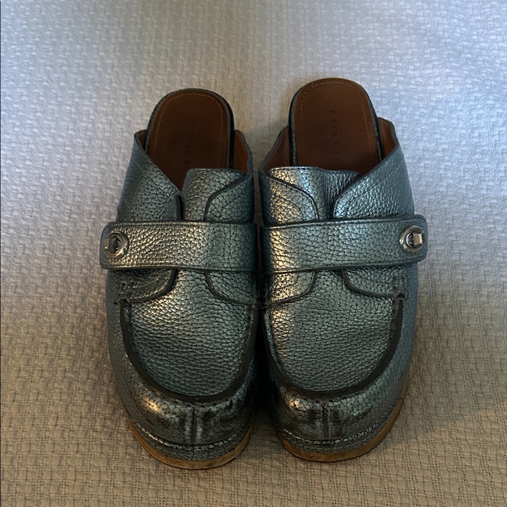 Coach Metallic Blue Slip-On Clogs